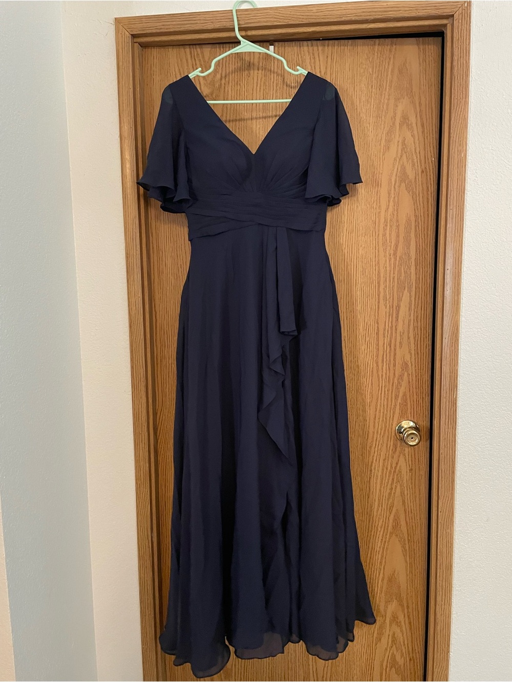 Elegant Navy Wrap-Front Women’s Dress